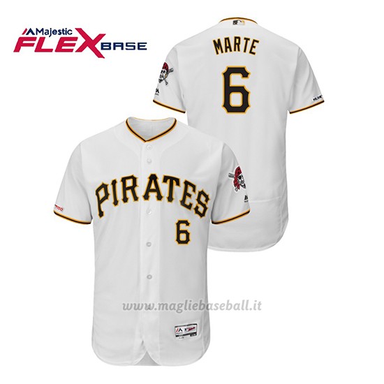 Maglia Baseball Uomo Pittsburgh Pirates Starling Marte 150th Aniversario Patch Flex Base Bianco